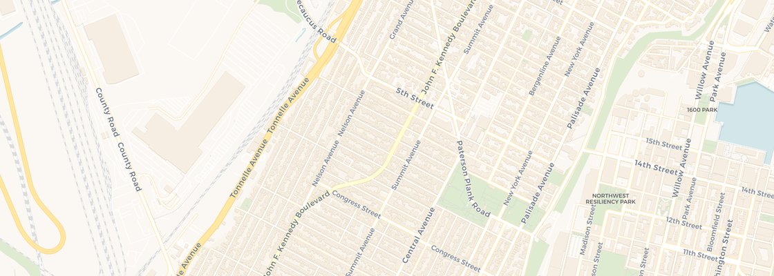 Street map of Mount Pleasant, Jersey City