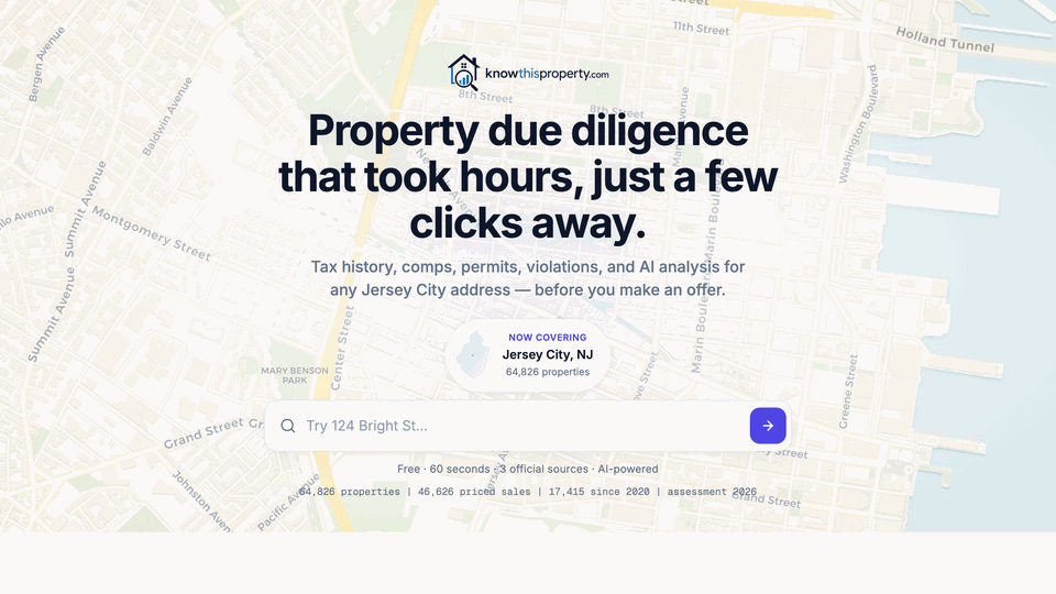 Product demo: searching an address and viewing the full property report